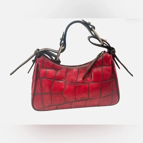 Dooney & Bourke Cranberry Croc-Embossed Leather Shoulder Bag - Picture 2 of 6